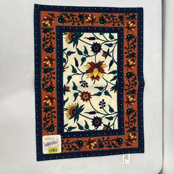 Noble Excellence Set of 6 Placemat Indian Floral Terracotta Navy 100% Cotton - Picture 5 of 9